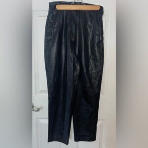 Zara Black Faux Leather High Waisted Ankle Length Trousers Size Medium
